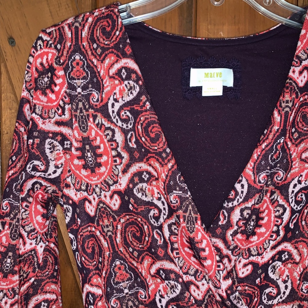 Anthro Belted Paisley Fit & Flare Knit Dress - Picture 8 of 16